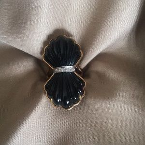 Large Onyx and Diamond Ring. 14k!